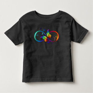 Camiseta Infantil Infinidade vibrante com borboleta arco-íris em pre