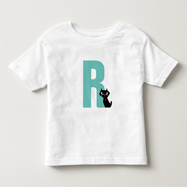 Camiseta Infantil Inicial com gato preto (Frente)