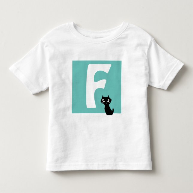 Camiseta Infantil Inicial com gato preto (Frente)