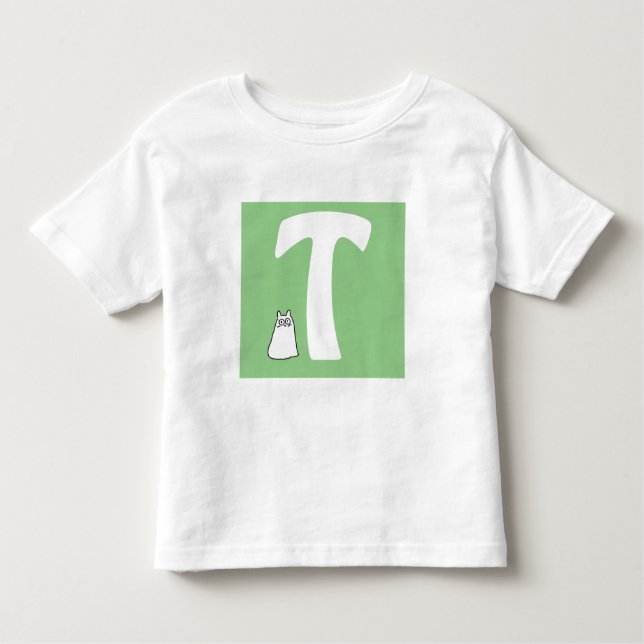 Camiseta Infantil Inicial com ver o gato engraçado (Frente)