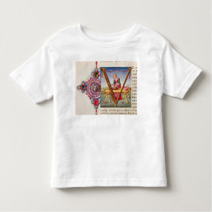 Camiseta Infantil Inicial "V" de Historiated que descreve