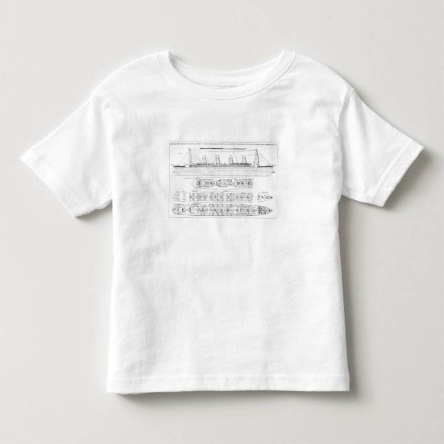 Camiseta Infantil Inquérito na perda do titânico: Sectio transversal (Frente)