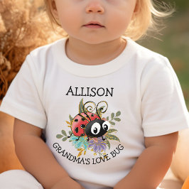 Camiseta Infantil Inseto de Amor Branco Bonito Ladybug Nome Floral