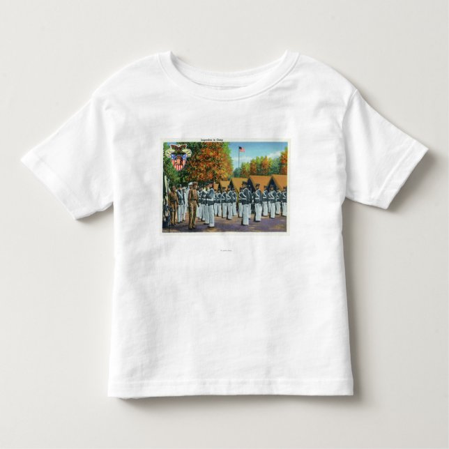 Camiseta Infantil Inspeção no acampamento, soldados na formação (Frente)
