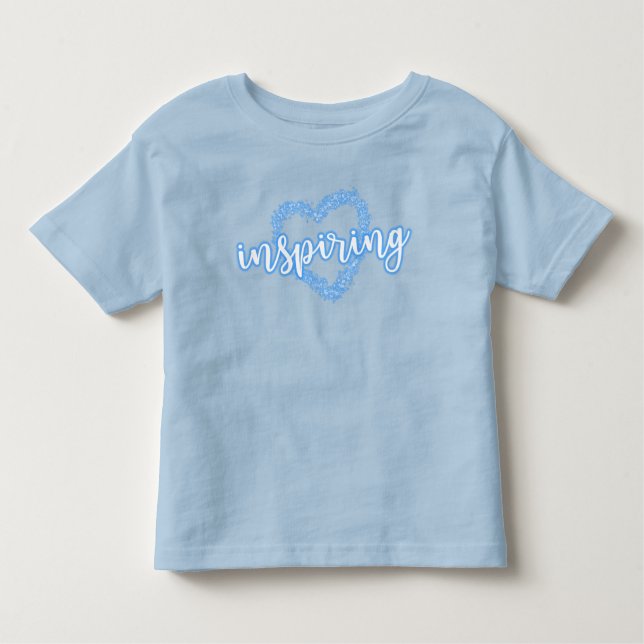 Camiseta Infantil Inspiração em branco e azul com coração (Frente)