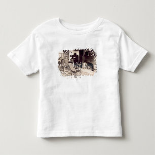 Camiseta Infantil Interior de uma barraca de madeira americana,