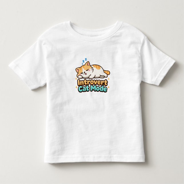 Camiseta Infantil Introvert Cat Mode Funny  (Frente)