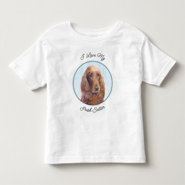 Camiseta Infantil Irish Setter Painting - Bela Arte Original De Cach (Frente)