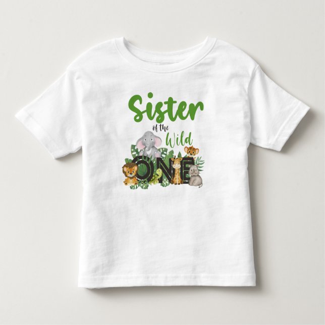 Camiseta Infantil Irmã do Aniversário da Selva Uma Selva Safari (Frente)