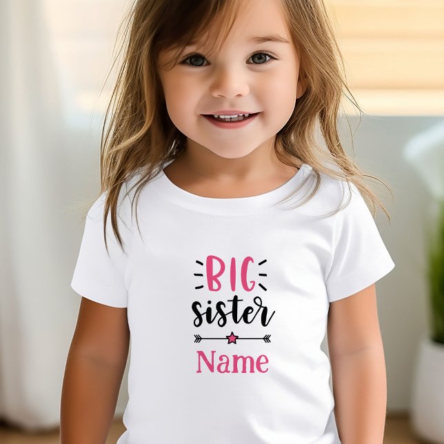 Camiseta Infantil Irmã Grande Personalizada Bonita (Cute Personalized Big Sister Toddler T-shirt)