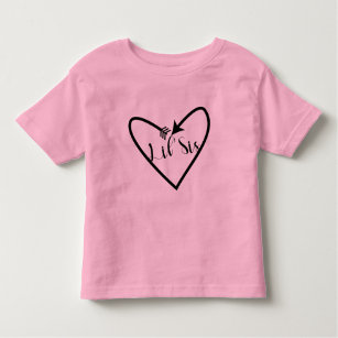 Camiseta Infantil Irmã Lil'Sis Crianças Scripts Arrow Heart Boho