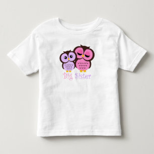 Camiseta Infantil Irmã Mais Velha de Corujas Rosa e Roxo Fofas