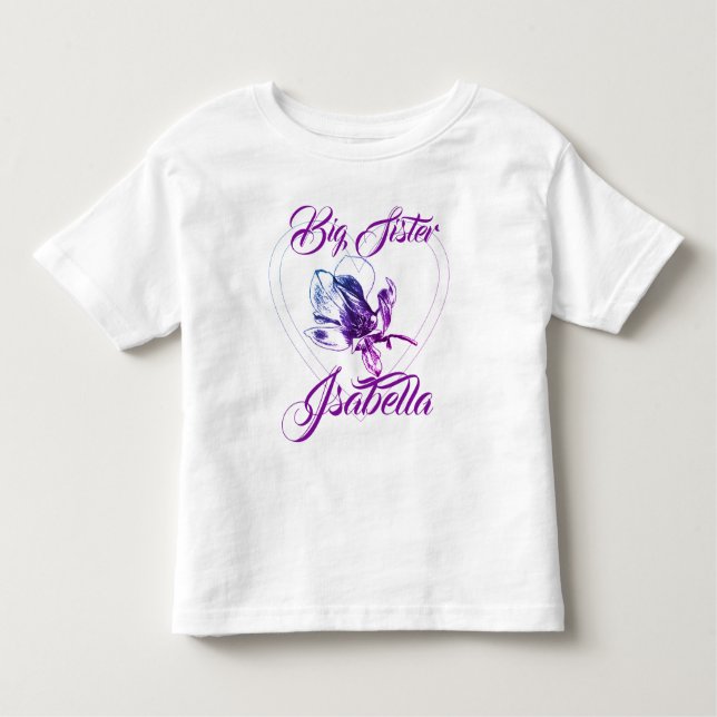 Camiseta Infantil Irmã Mais Velha Irmã Mais Nova Orquídea (Frente)