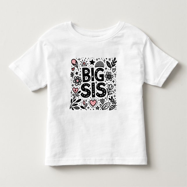 Camiseta Infantil Irmã Mais Velha Orgulhosa - Celebração Floral (Frente)