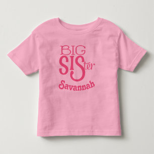 Camiseta Infantil Irmã Mais Velha Rosa Framboesa Escura Personalizad