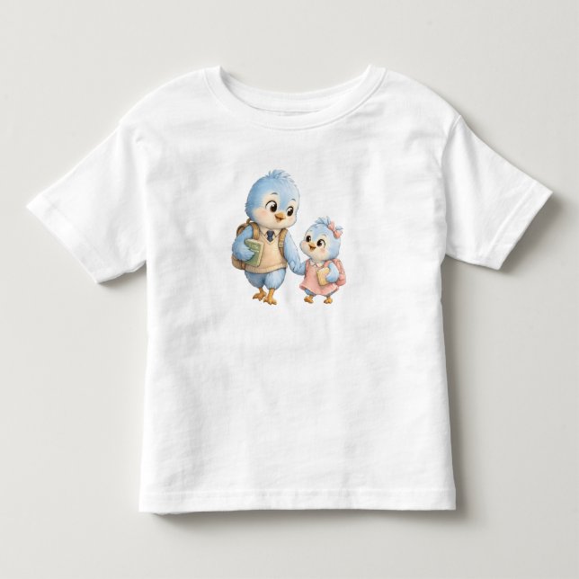 Camiseta Infantil Irmão Irmã Pássaro Fofo (Frente)