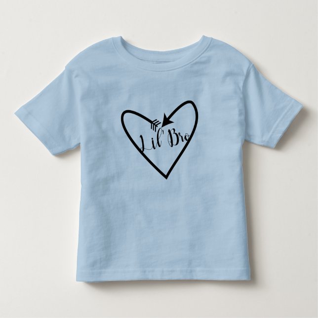 Camiseta Infantil Irmão Irmão Lil Crianças Scripts Arrow Heart Boho (Frente)