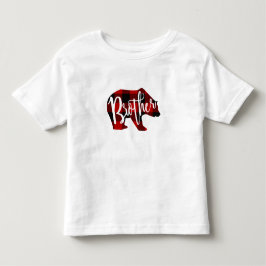 Camiseta Infantil Irmão Urso Rustic Red Buffalo Xadrez Família