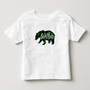 Camiseta Infantil Irmão Urso Xadrez Verde