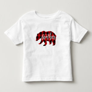 Camiseta Infantil Irmão Urso Xadrez Vermelho