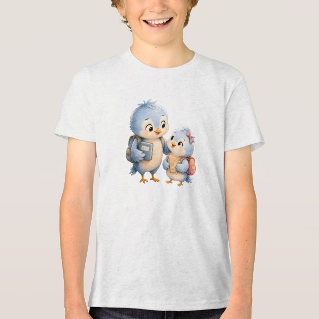 Camiseta Infantil Irmãos Pássaro Azul (Frente)