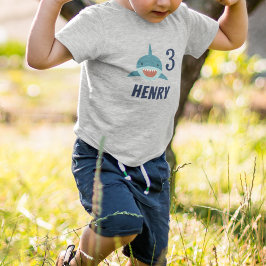 Camiseta Infantil Isca de Tubarão | Aniversário de Idade Personaliza