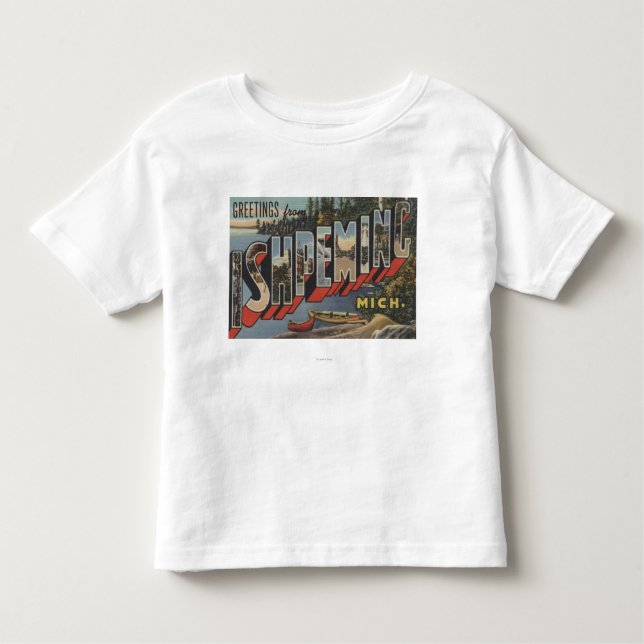 Camiseta Infantil Ishpeming, Michigan - grandes cenas da letra (Frente)