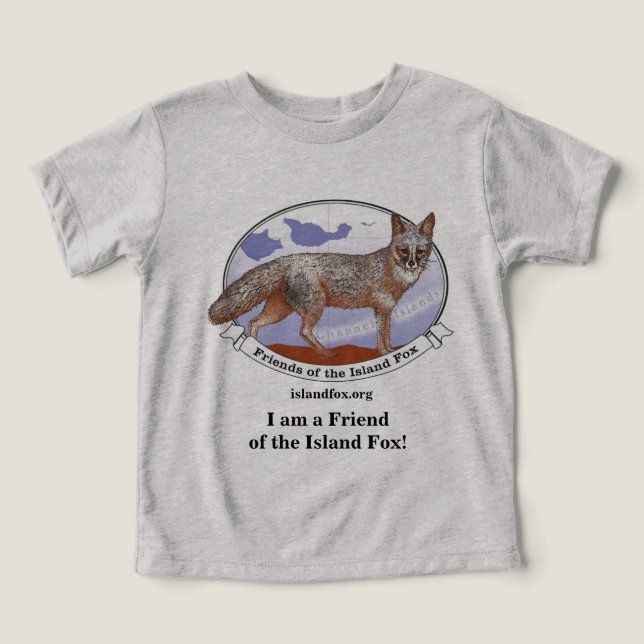 Camiseta Infantil Island Fox Cinza Logo Desbotado (Design frontal)