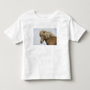 Camiseta Infantil Islândia. Retrato de um cavalo islandês.