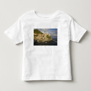 Camiseta Infantil Itália, Cinque Terre, Manarola. Vila no penhasco.