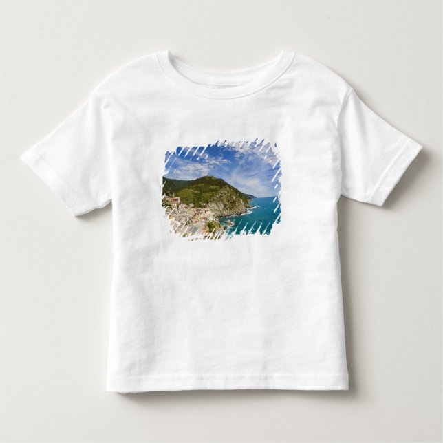 Camiseta Infantil Itália, Cinque Terre, Vernazza, Hillside Town de 2 (Frente)