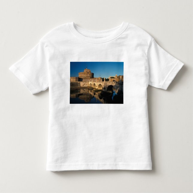 Camiseta Infantil Itália, Roma, Castel Sant'Angelo e rio (Frente)