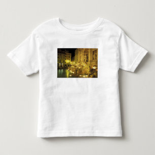 Camiseta Infantil Itália, Roma. Fonte de Trevi à noite.