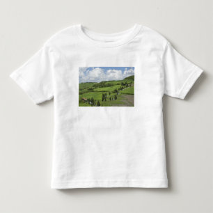 Camiseta Infantil Itália, Toscana. La Foce. Uma estrada curva serpen