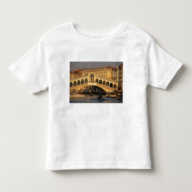 Camiseta Infantil Itália, Veneto, Veneza, Canal Grande e Rialto (Frente)