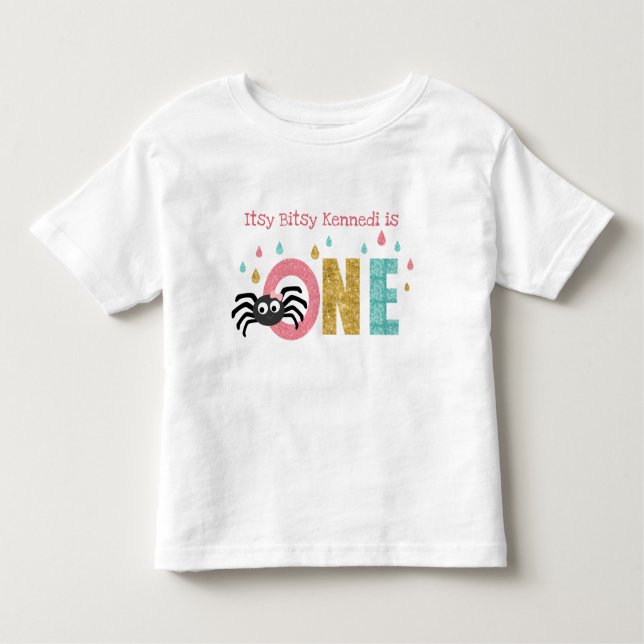 Camiseta Infantil Itsy Bitsy Spider First Birthday Custom T-shirt (Frente)