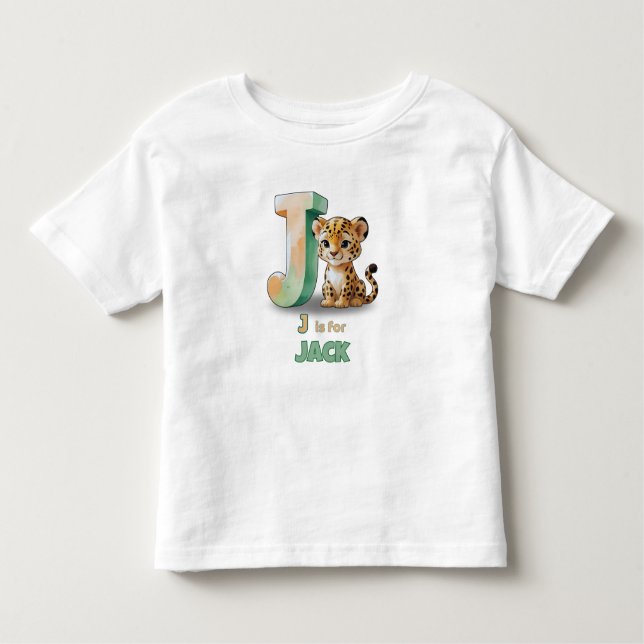 Camiseta Infantil J is for Jack – Personalized Toddler T-shirt  (Frente)