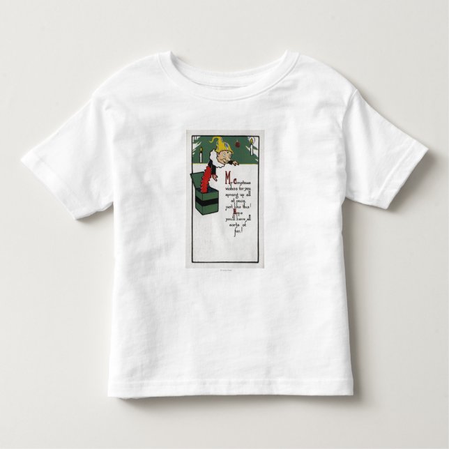 Camiseta Infantil Jack in the Box que envia desejos do Natal (Frente)
