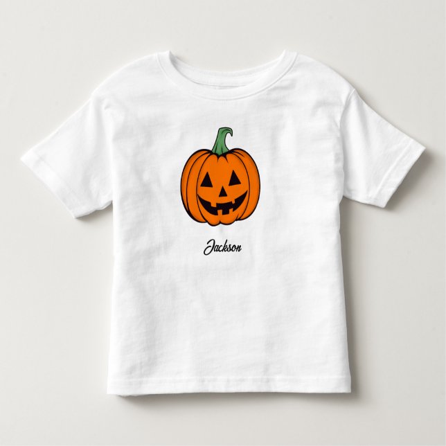 Camiseta Infantil Jack O Lantern Pumpkin Orange Name Toddler T-shirt (Frente)