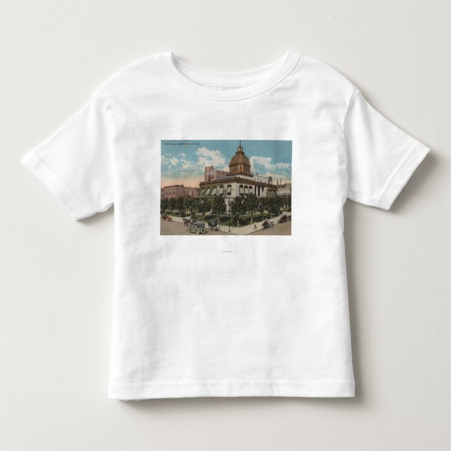 Camiseta Infantil Jacksonville, Florida - vista exterior da cidade (Frente)