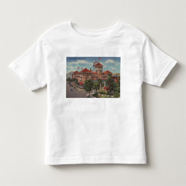 Camiseta Infantil Jacksonville, Florida - vista exterior do hotel (Frente)