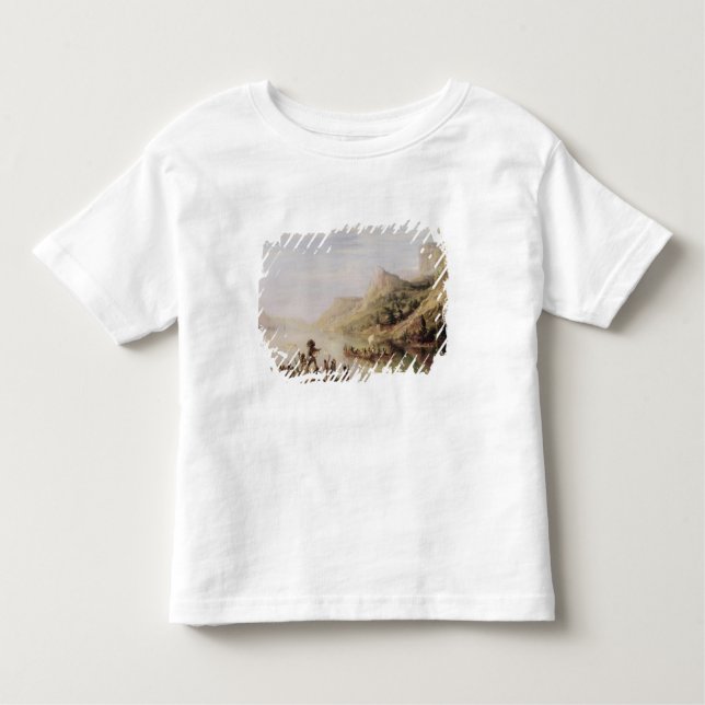 Camiseta Infantil Jacques Cartier que descobre o St. Lawrence (Frente)