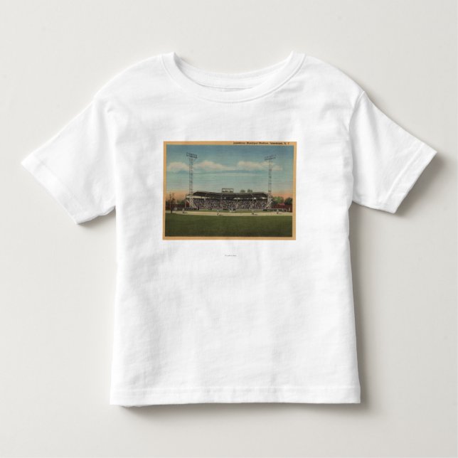 Camiseta Infantil Jamestown, NY - estádio de basebol municipal (Frente)