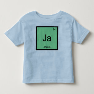 Camiseta Infantil Jamie Nome Química Elemento Tabela Periódica