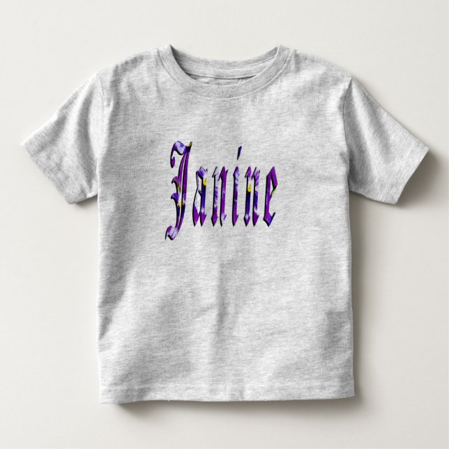 Camiseta Infantil Janine, Nome, Logotipo, Toddlers Cinza T-shirt (Frente)