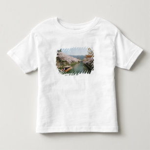 Camiseta Infantil Japão, Quioto. Visualização de flores no barco