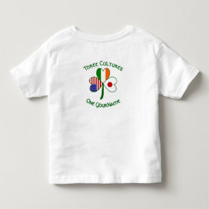 Camiseta Infantil Japonês Irlandês USA Flags Shamrock Personalizado