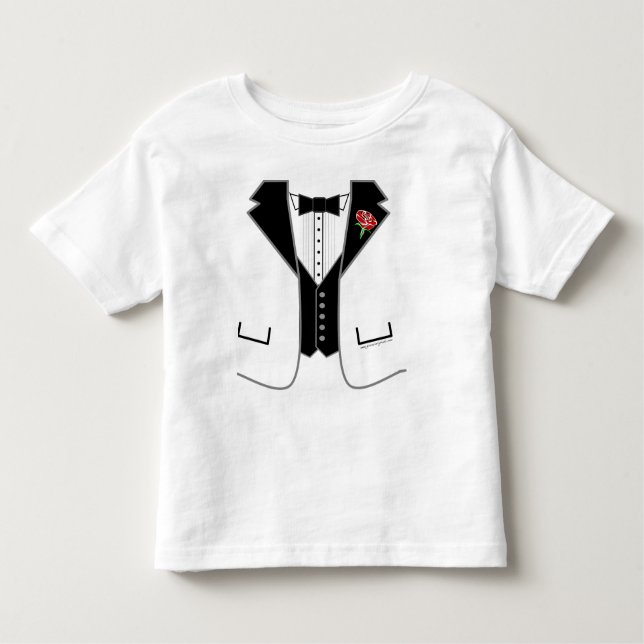 Camiseta Infantil jaqueta branca-smoking (Frente)
