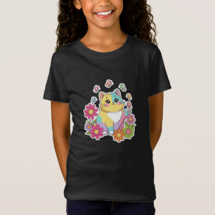 Camiseta Infantil Jardim de Borboletas & Gatinho F