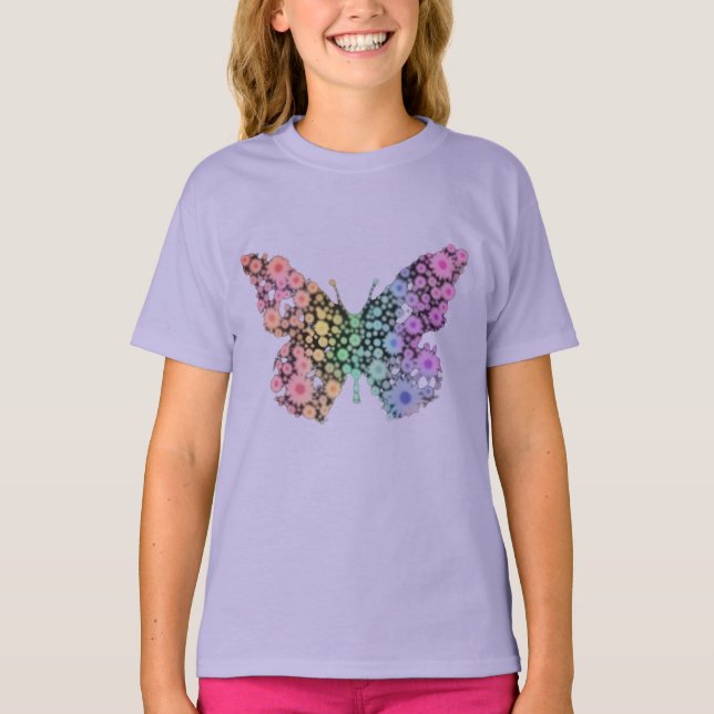Camiseta Infantil Jardim de Flores Borboleta Flora (Frente)